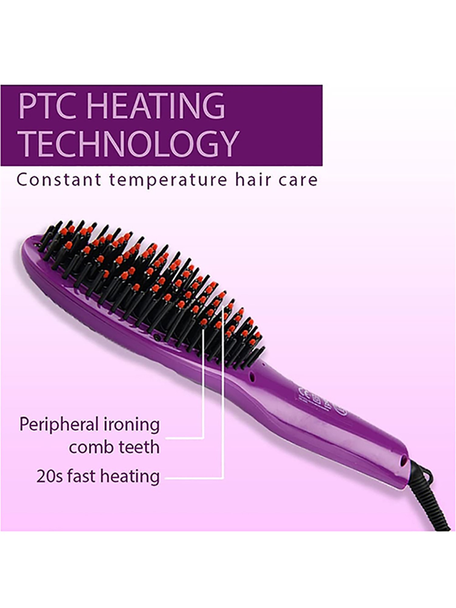 iGRiD IG-1099 Ionic Hair Straightener Brush with Ceramic Coating Plate (Purple)