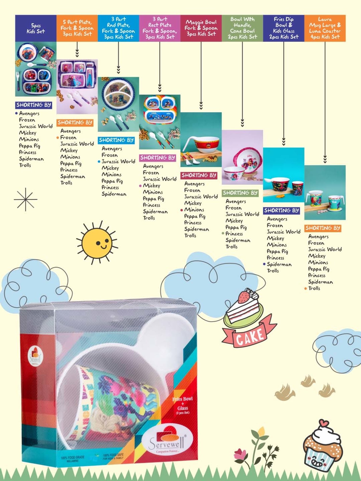 Servewell Trolls Melamine Fries Dip Bowl - Set of 2