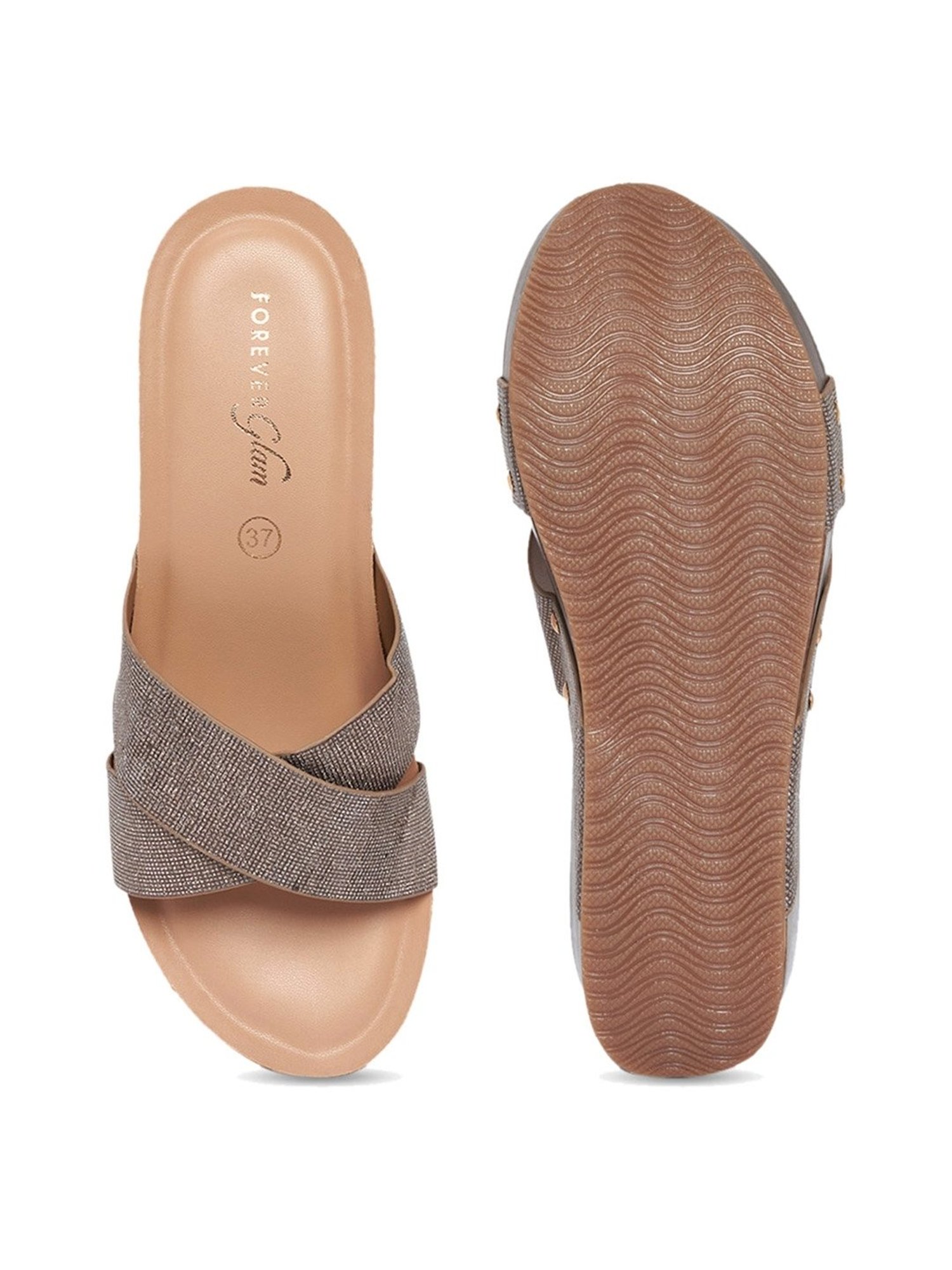 Forever Glam by Pantaloons Women's Golden Cross Strap Wedges