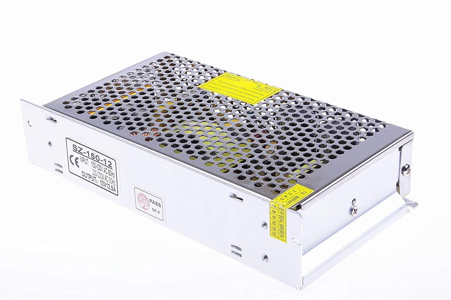 LM YN 110V/220V AC to DC 12V 12.5A 150W Switch Power Supply Power Transformer for CCTV camera, Security System, LED Strip Light, Radio, Computer Project