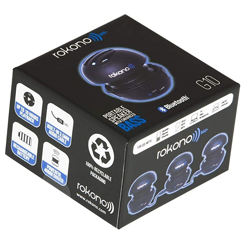 BASS+ G10 Mini Bluetooth Speaker for iPhone, iPad, iPod, MP3 Player, Laptop - Black