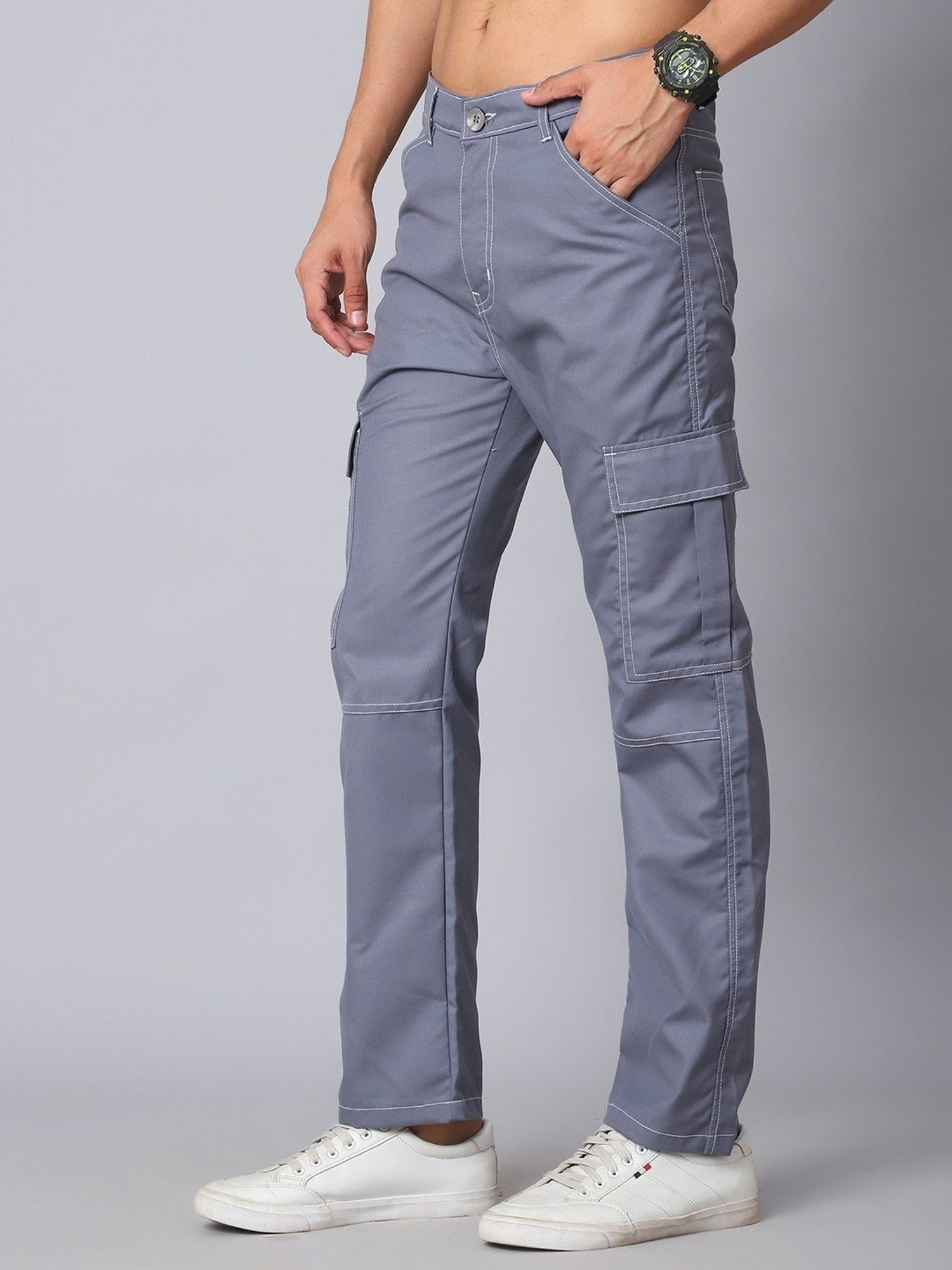 Indian Needle Grey Straight Fit Cargos