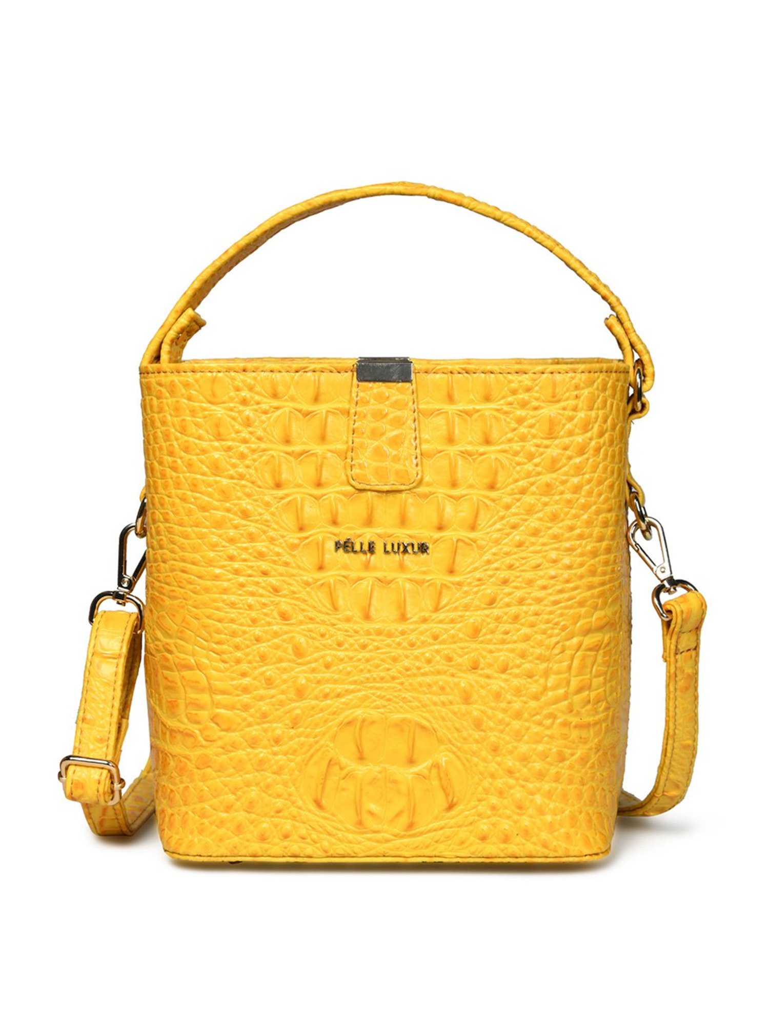 PELLE LUXUR Yellow Animal Effect Small Bucket Bag