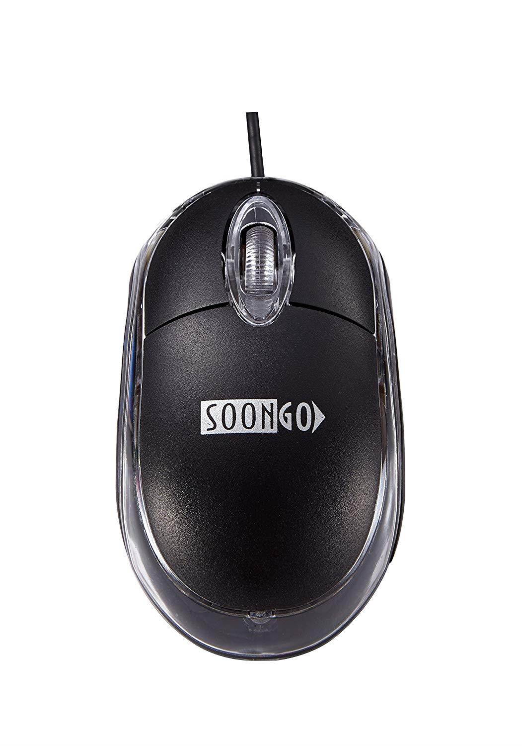SOON GO Computer USB Wired Optical Mouse with Scrollwheel (Black)
