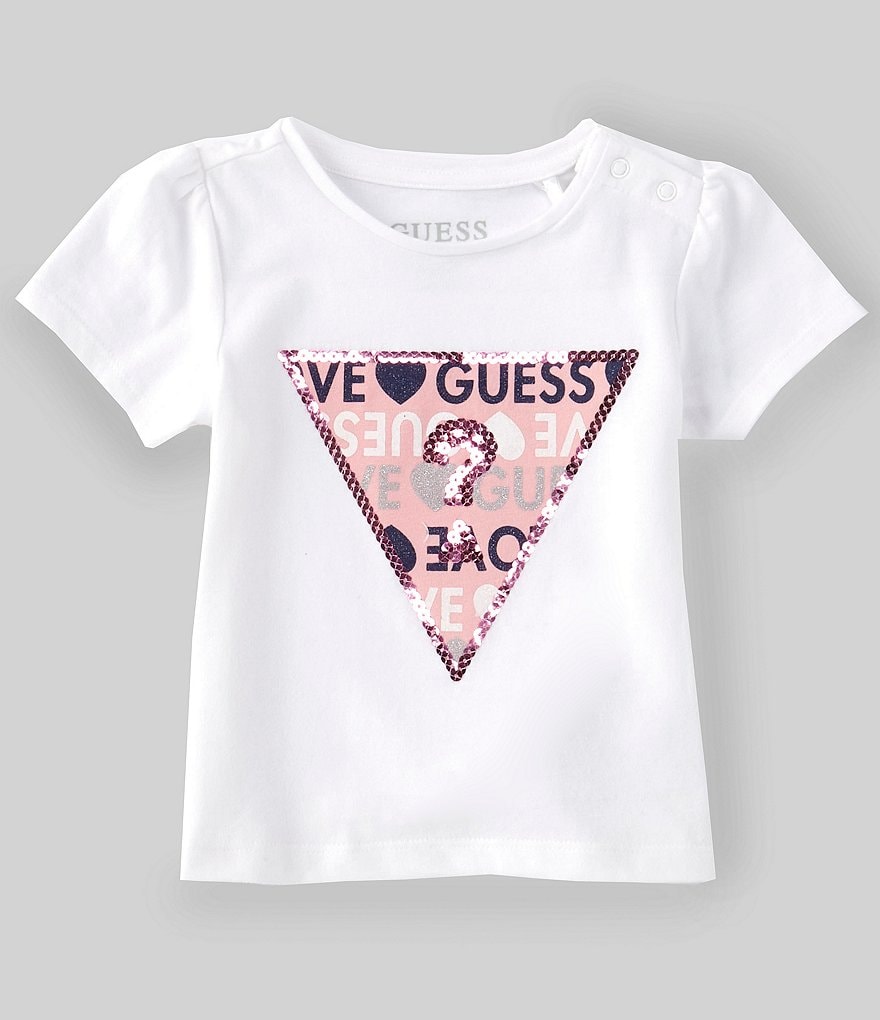 Guess Baby Girls Newborn-24 Months Short-Sleeve Embroidered Glitter Logo Graphic Tee