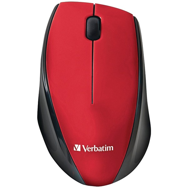 Cordless Blue-LED Computer Mouse, Multi-Trac, 3 Buttons, 2.4 GHz (Red)