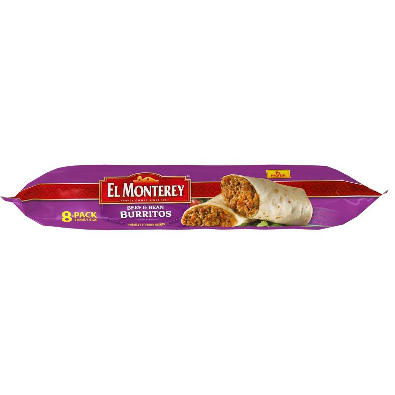 El Monterey Family Pack Beef & Bean Frozen Burritos - 8ct