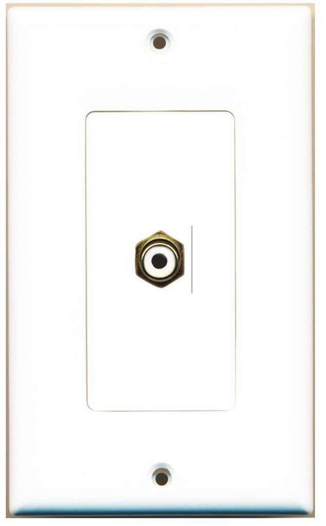 RiteAV - 1 RCA White for Subwoofer Audio Port Wall Plate Decorative - White