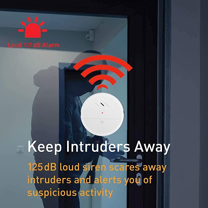 Alarm 125dB Loud Vibration Sensors Alarm-Easy Installation - Fits for Home, Office,Apartment & RV Security (6 Set Black)