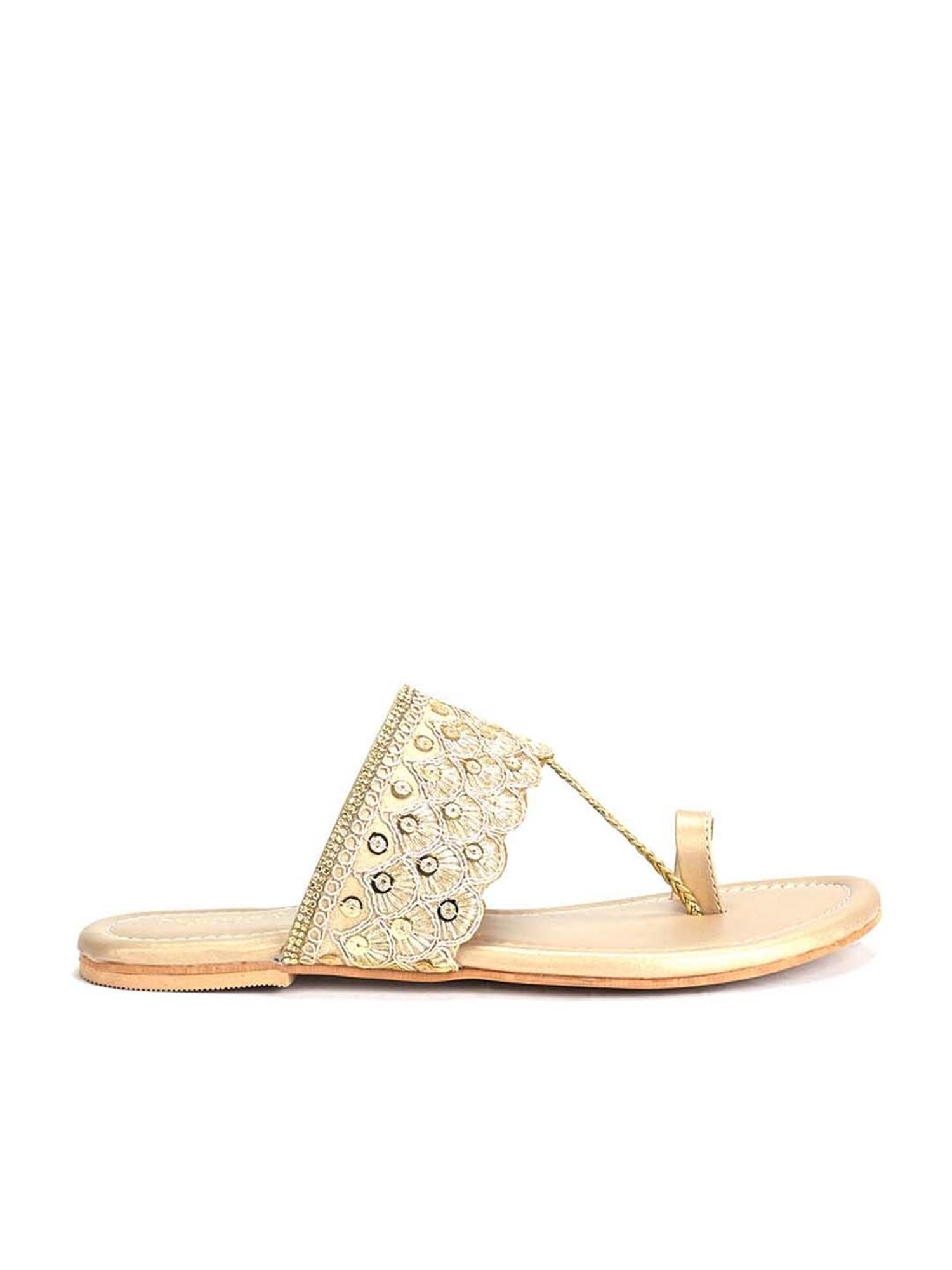 Scentra Women's Golden Toe Ring Sandals