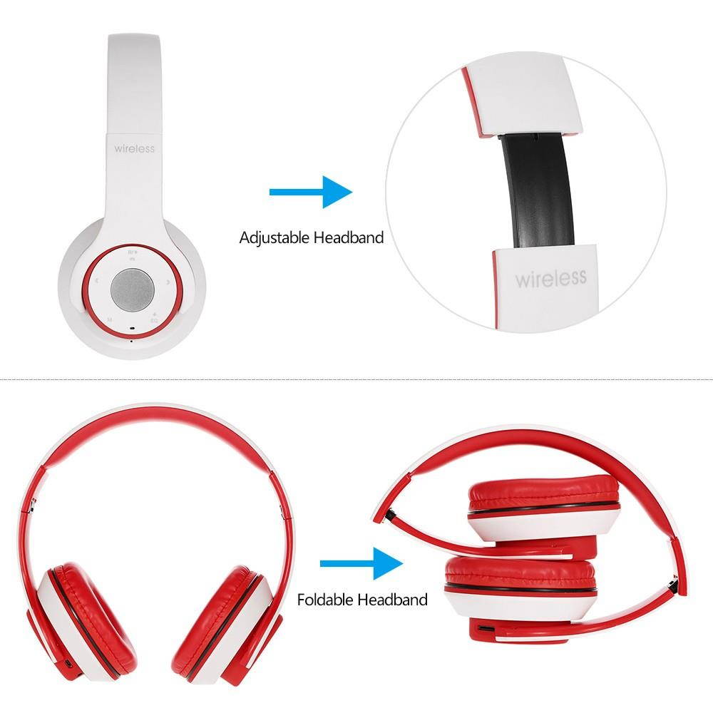 OY5 Wireless Bluetooth Headphone Foldable Over-ear Headsets 3.5mm Wired Earphone Support TF Card Music Play FM Radio Hands-free Calling for iPhone 7 6S Plus Samsung S6 Note 6 Laptop Notebook - White