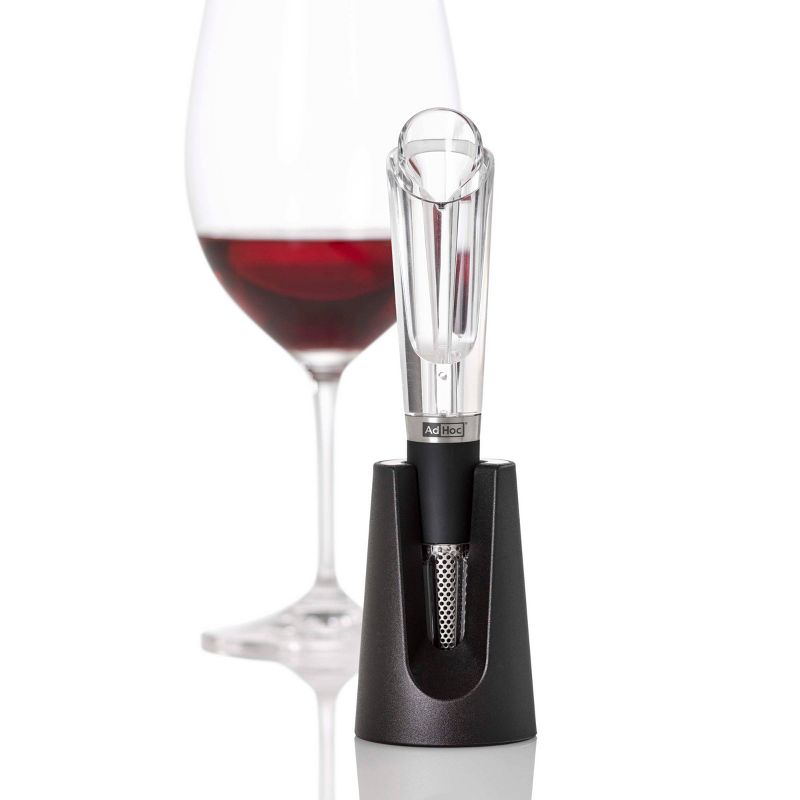 AdHoc 2 in 1 Wine Decanter and Aerator Pourer 7 in VA10US Black
