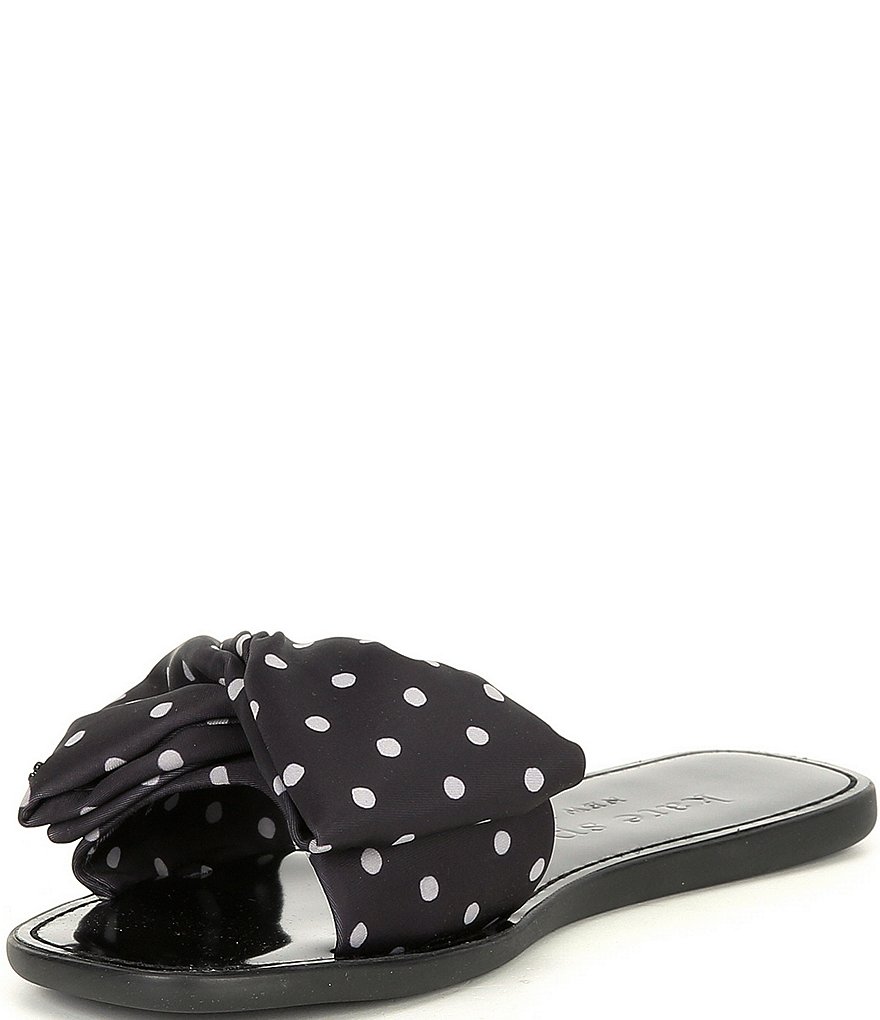 kate spade new york Bikini Polk Dot Printed Fabric Bow Slides