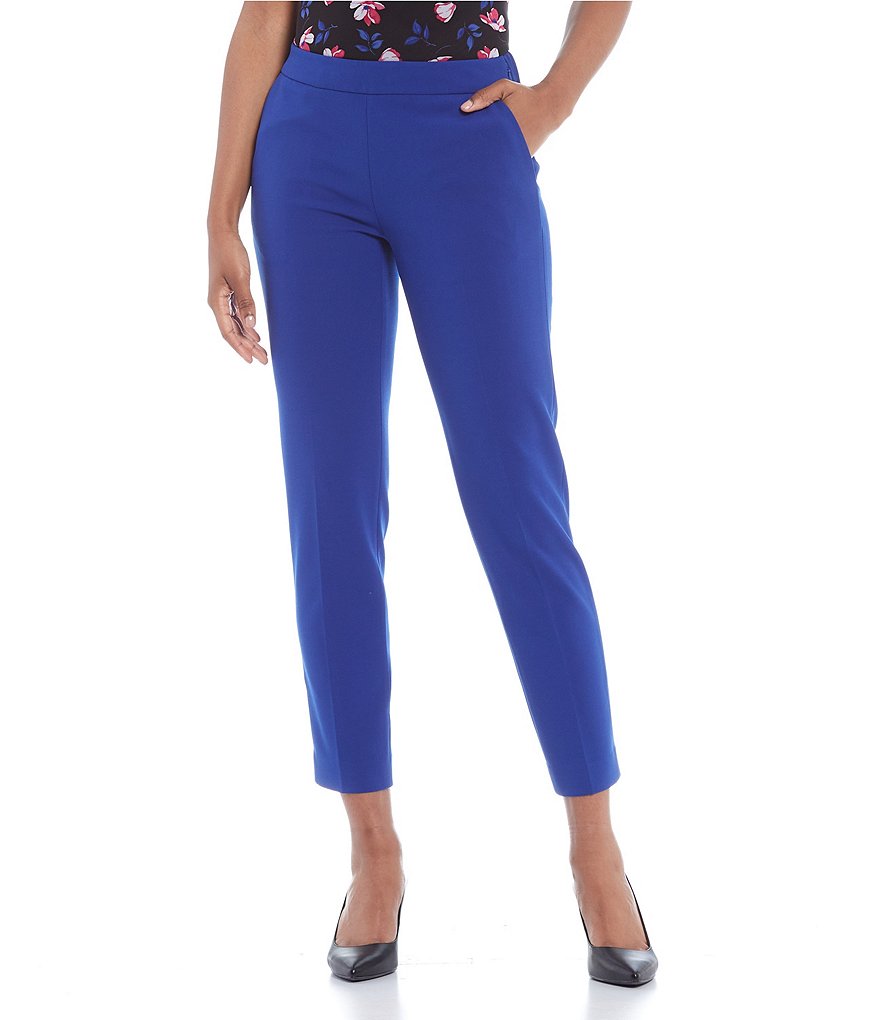 Calvin Klein Petite Size Stretch Scuba Crepe Slim Straight Leg Pants
