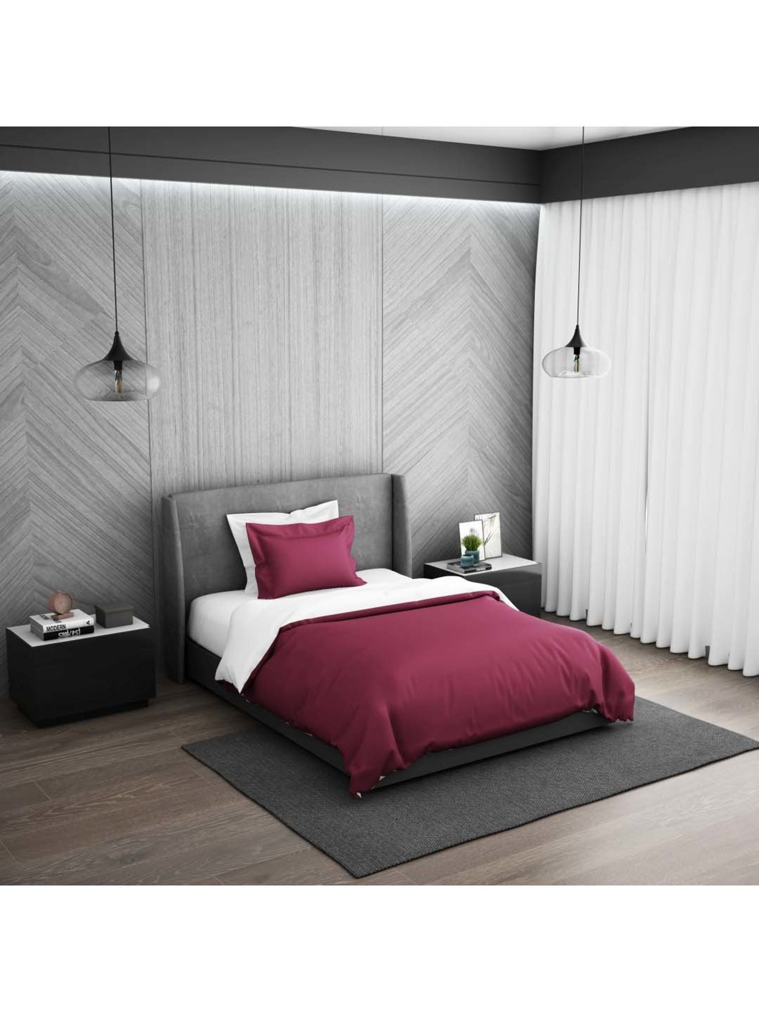 Spaces Hygro Maroon Cotton 300 TC Single Duvet Cover