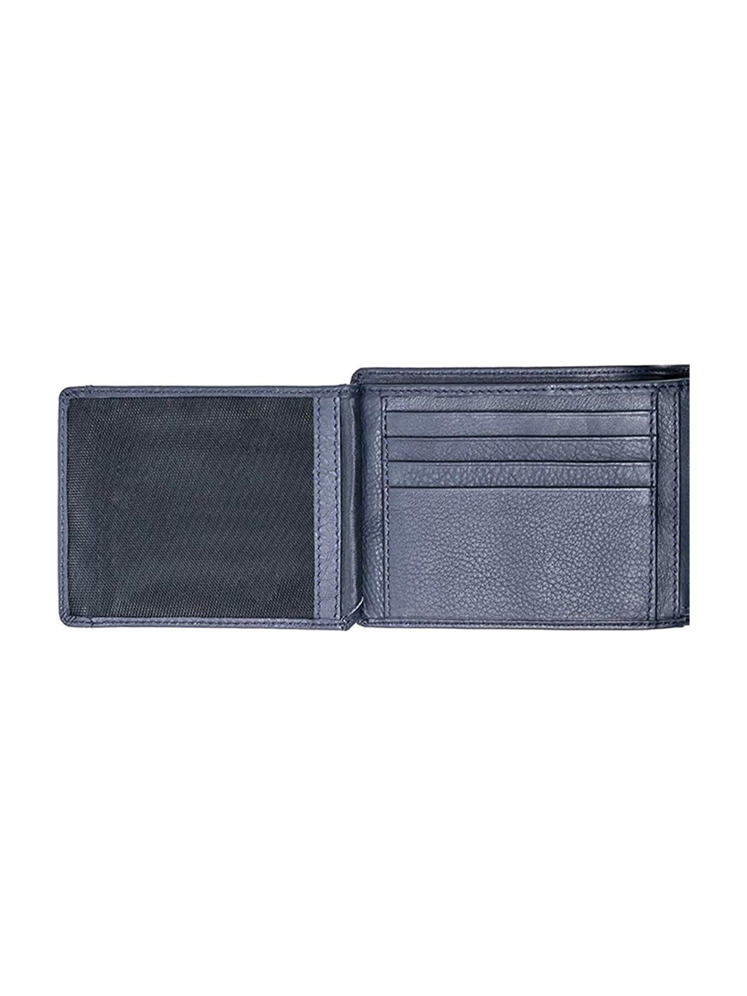 BROWN BEAR Stylish Pure Nappa Blue Leather Slim Bi-Fold Wallet for Men with Nine Card Slots