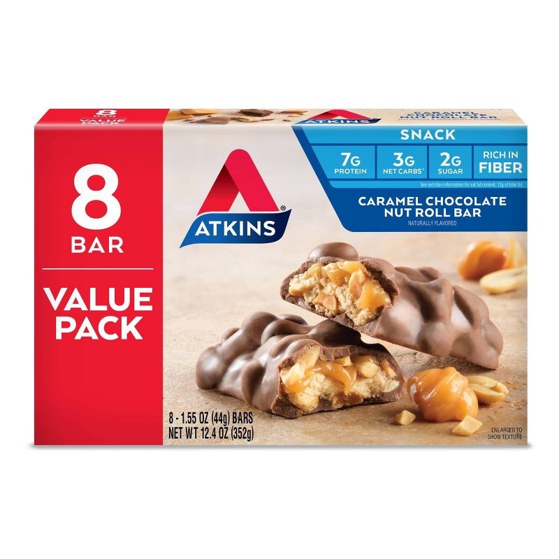 Atkins Nutrition Bar - Caramel Chocolate Nut Roll - 8ct