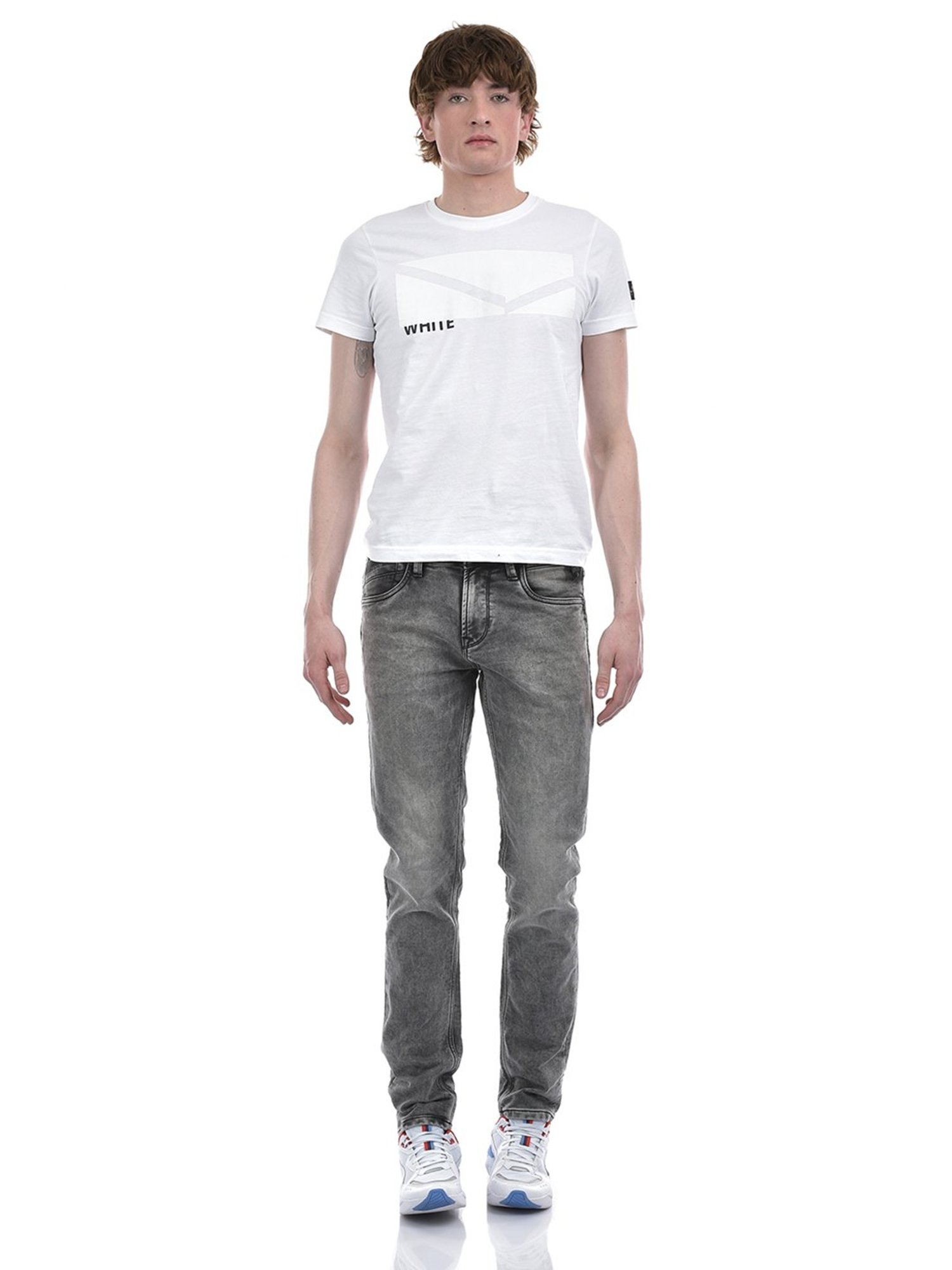 Lawman Pg3 Grey Slim Fit Heavily Washed Jeans