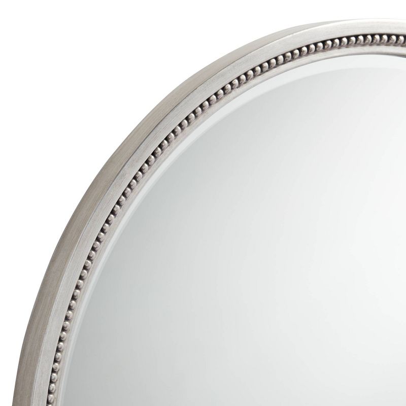 Noble Park Lorraine Silver 32 3/4" Round Beaded Trim Wall Mirror