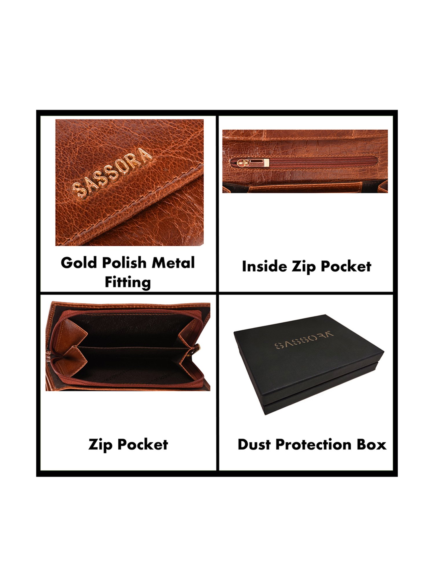 SASSORA Brown Textured Rfid Wallet for Women