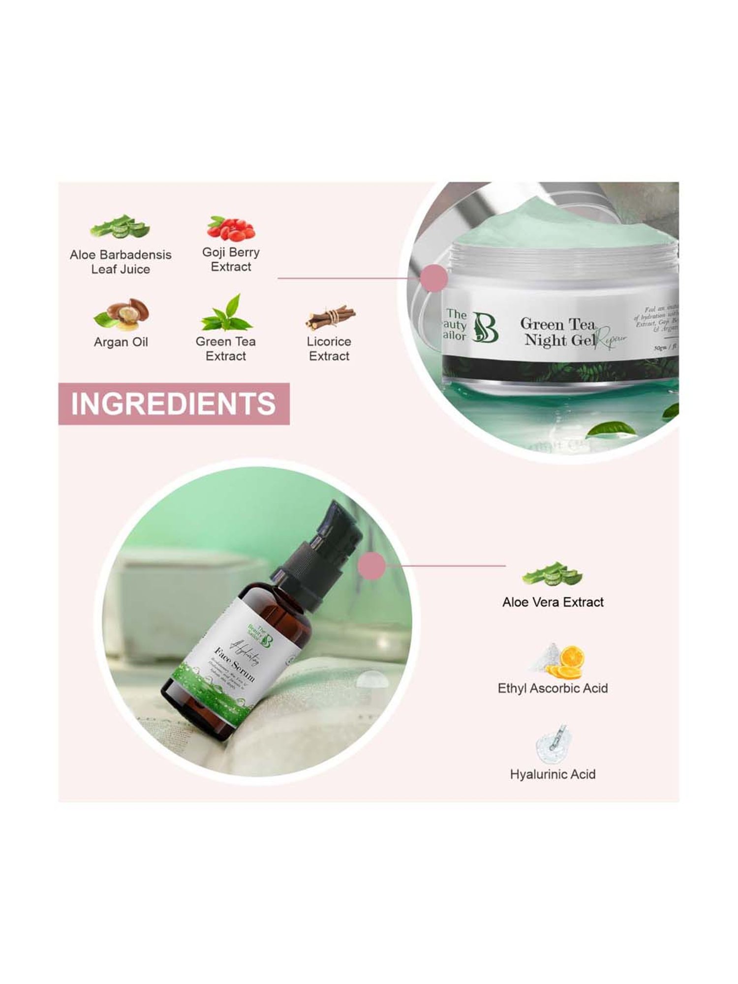 The Beauty Sailor Green Tea Night Gel Cream & Face Serum