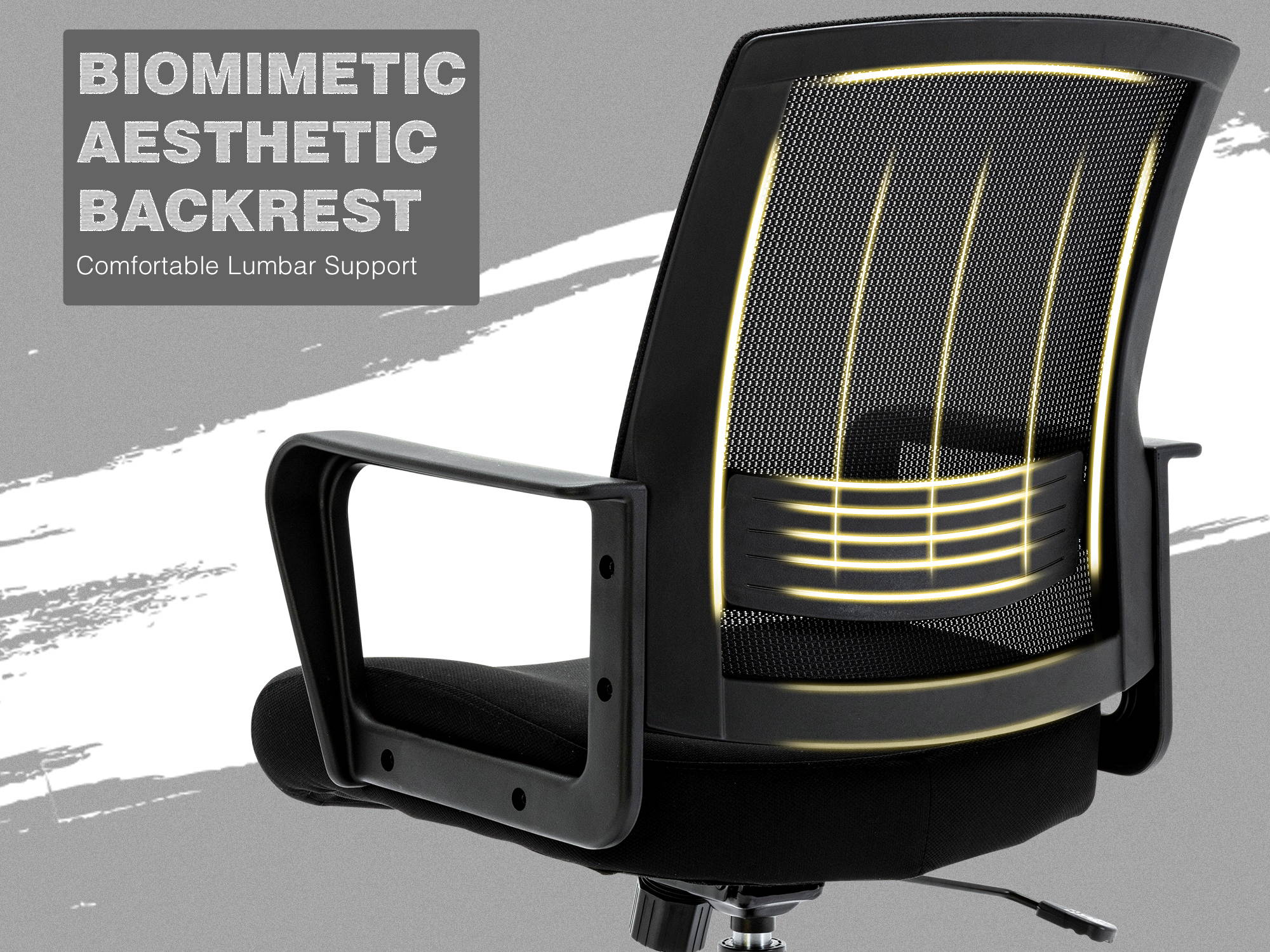 STARSPACE Ergonomic Office Chair Home Office Swivel Computer Chair with Armrests Lumbar Support, Modern Mid-back Mesh Executive Chair