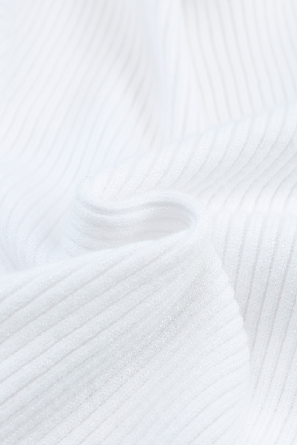 White Basic Cable Crossed V Neck Sweater