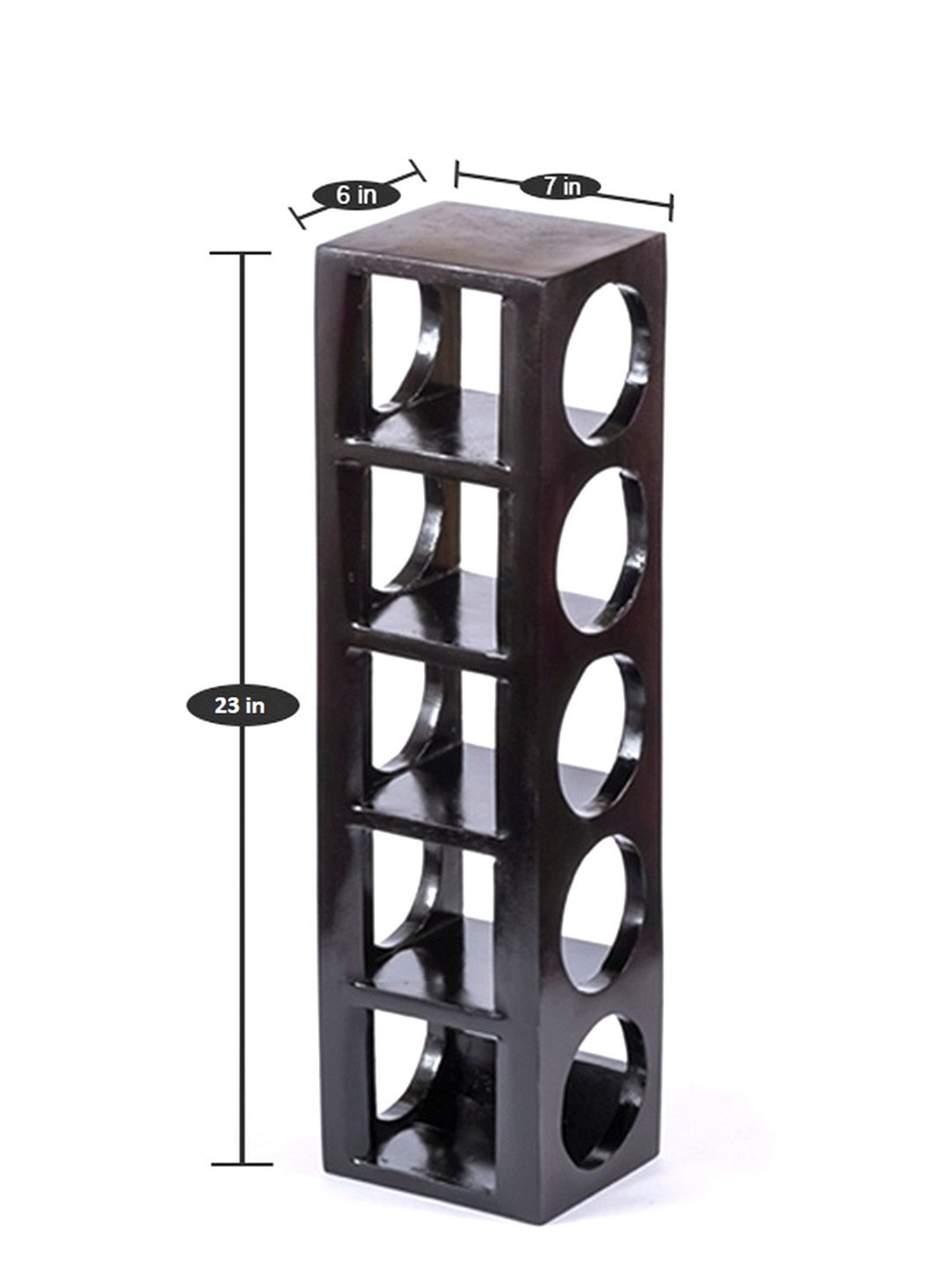 Ikiriya Kassel Solid Brown Wood Wine Rack Teak Finish