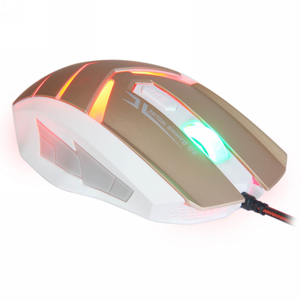 Sunsonny TM50 USB 2.0 Wired / 6 Button / 600~1000~1600 dpi LED Red Light Gaming Mouse - White