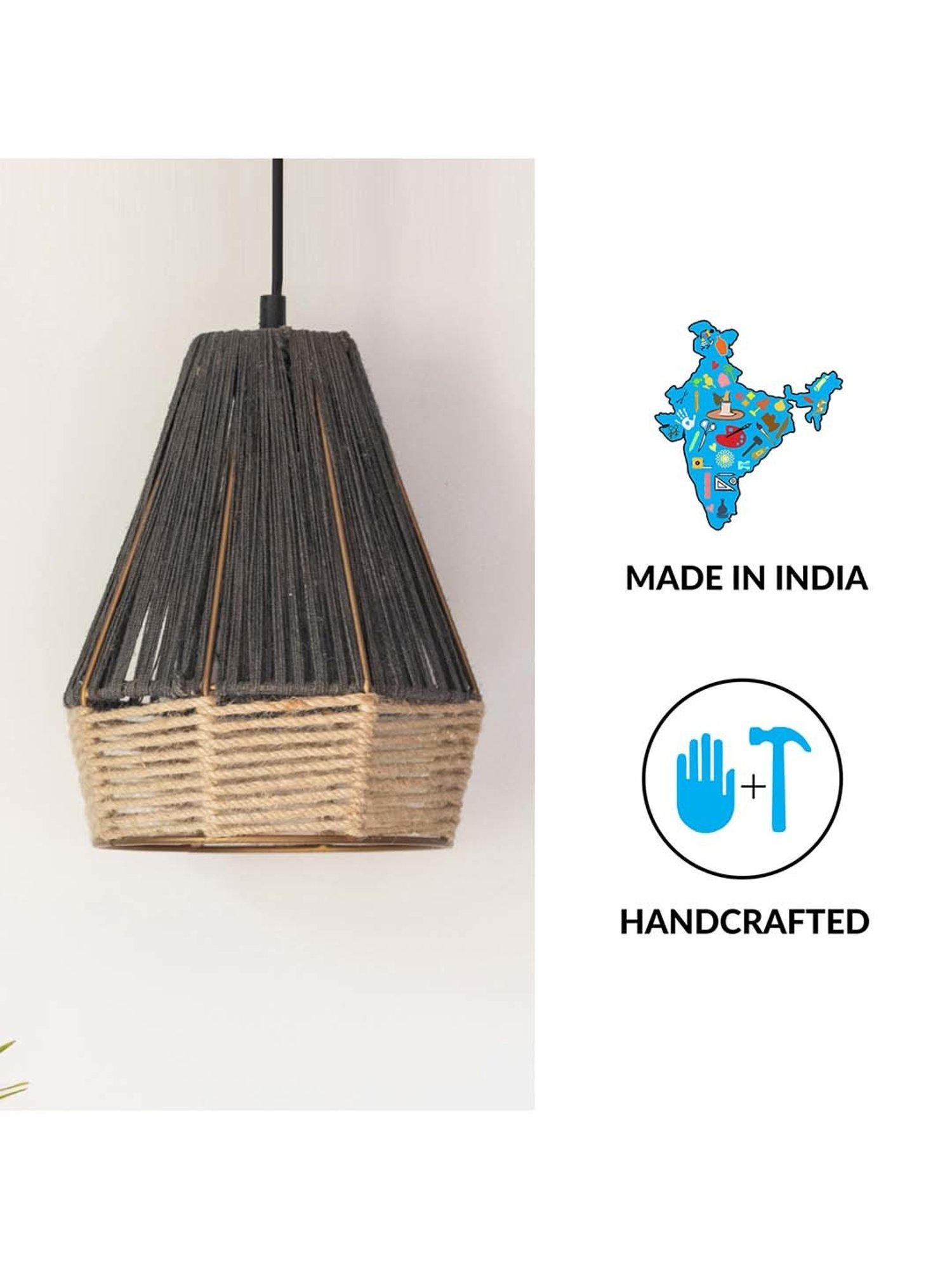 ExclusiveLane Wonders Brown Jute Handwoven Hanging Pendant Lamp