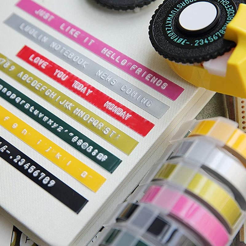 3D Embossing Labels Tape Compatible with Dymo Embossing Label Maker DIY Manual Label Printer,1/4''x 9.8',10 Colours Plastic Organizer Embossing Label Makers 1610 Tape 10 Rolls