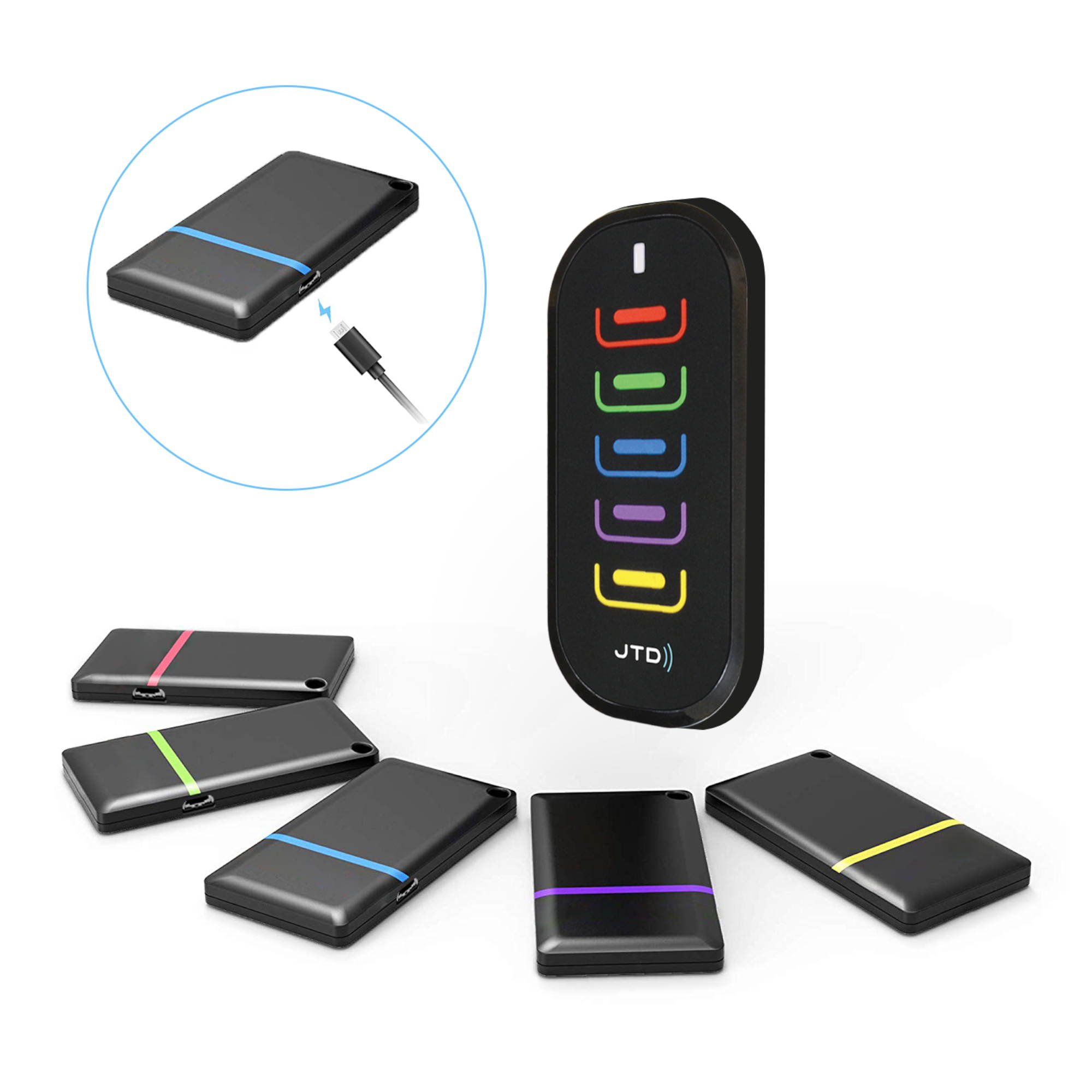 JTD Rechargeable Key Finder, Wireless RF Item Locator, Remote Control Tracker for Keys Phones Pet Collars Remote Controls Luggage [KF-05-C]