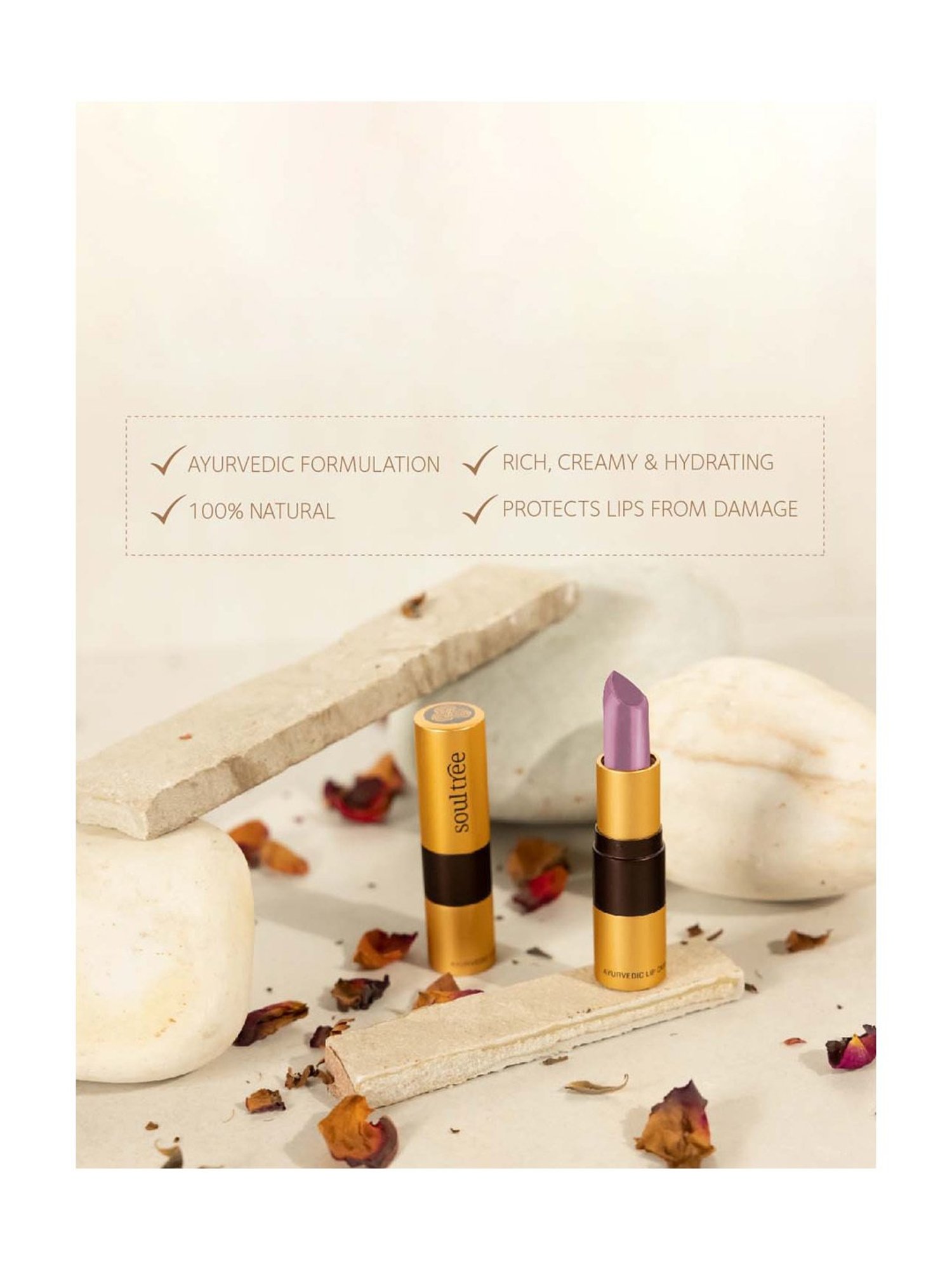 SoulTree Ayurvedic Lipstick - Candy Floss 636 - 4 gm | Organic Lipstick
