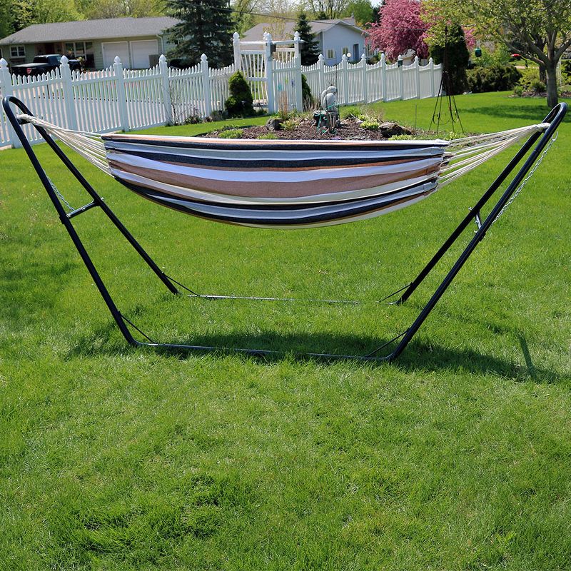 Sunnydaze Large Double Brazilian Hammock with Universal Stand - 450 lb Weight Capacity - Calming Desert