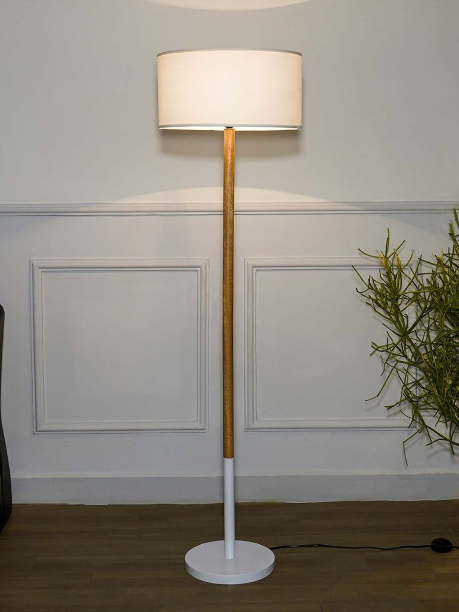 Kapoor Lamp Shades White Wood Unicor Fusion Cotton Shade Floor Lamp