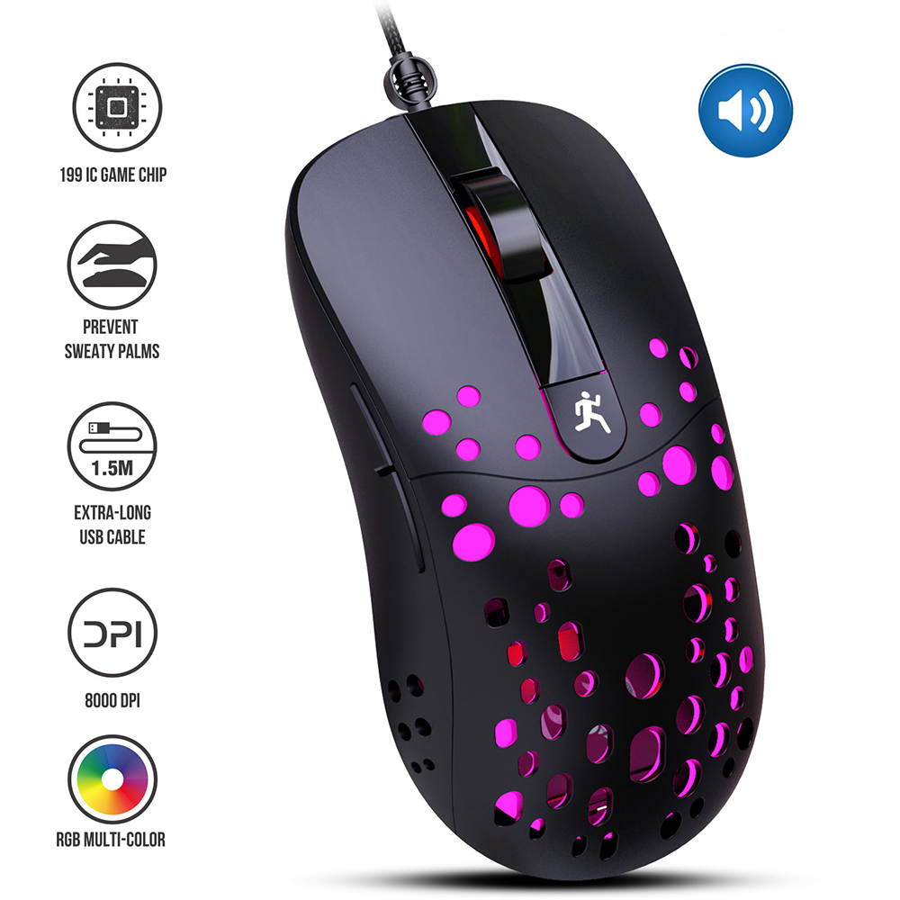 Wired USB Gaming Mouse with Ergonomic Programming Design 6 Keys 6-level Adjustable DPI,8000dpi RGB Rainbow Backlit for Notebook Laptop PC Desktop Computer