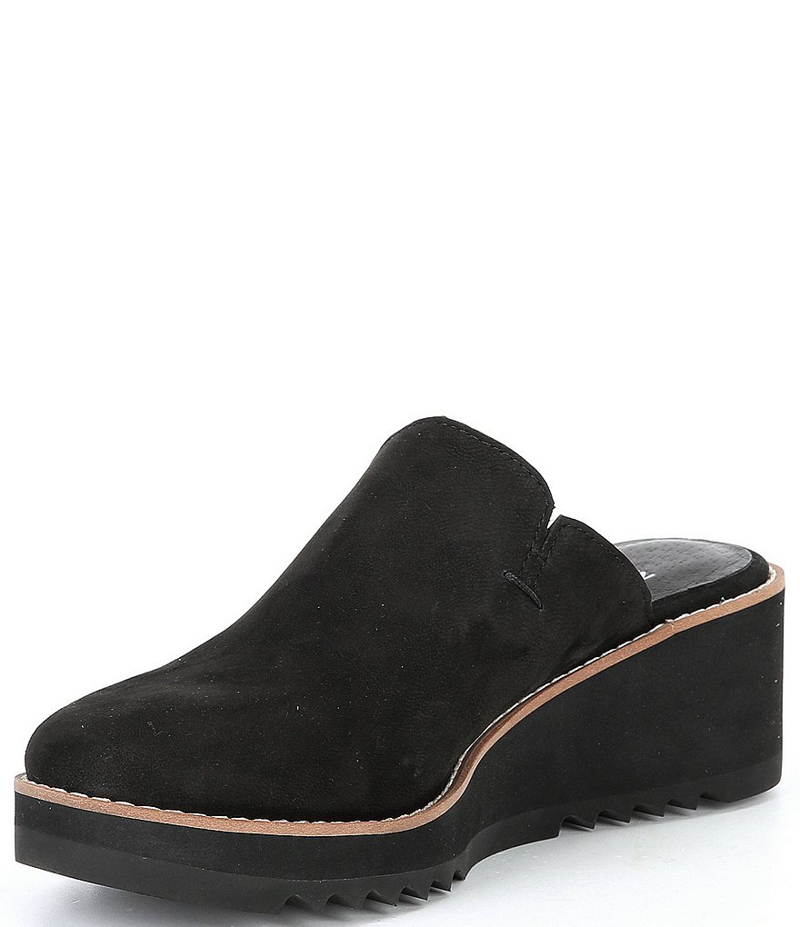 Eileen Fisher Leather Wedge Slide Mules