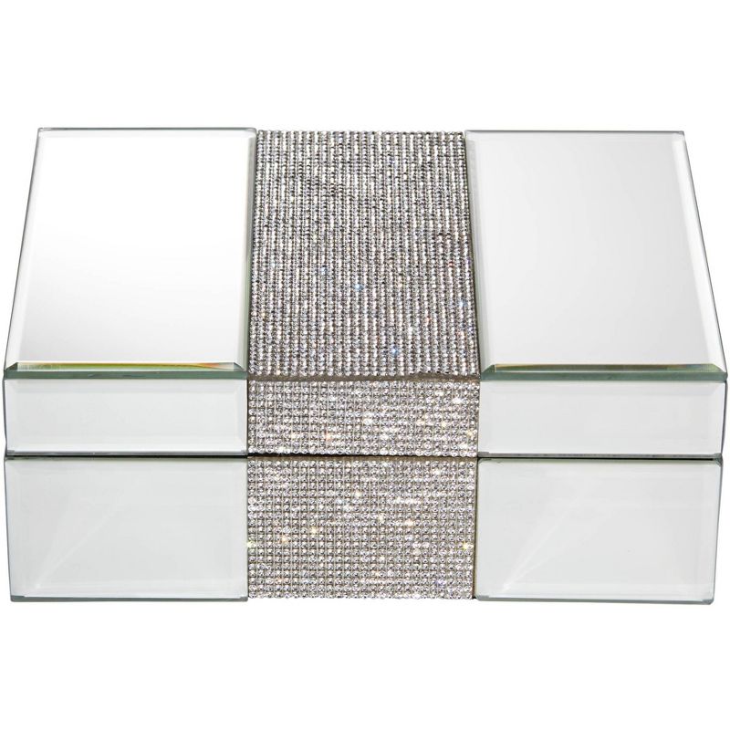 Dahlia Studios Lyza Rhinestone 8 1/4" Wide Mirrored Jewelry Box