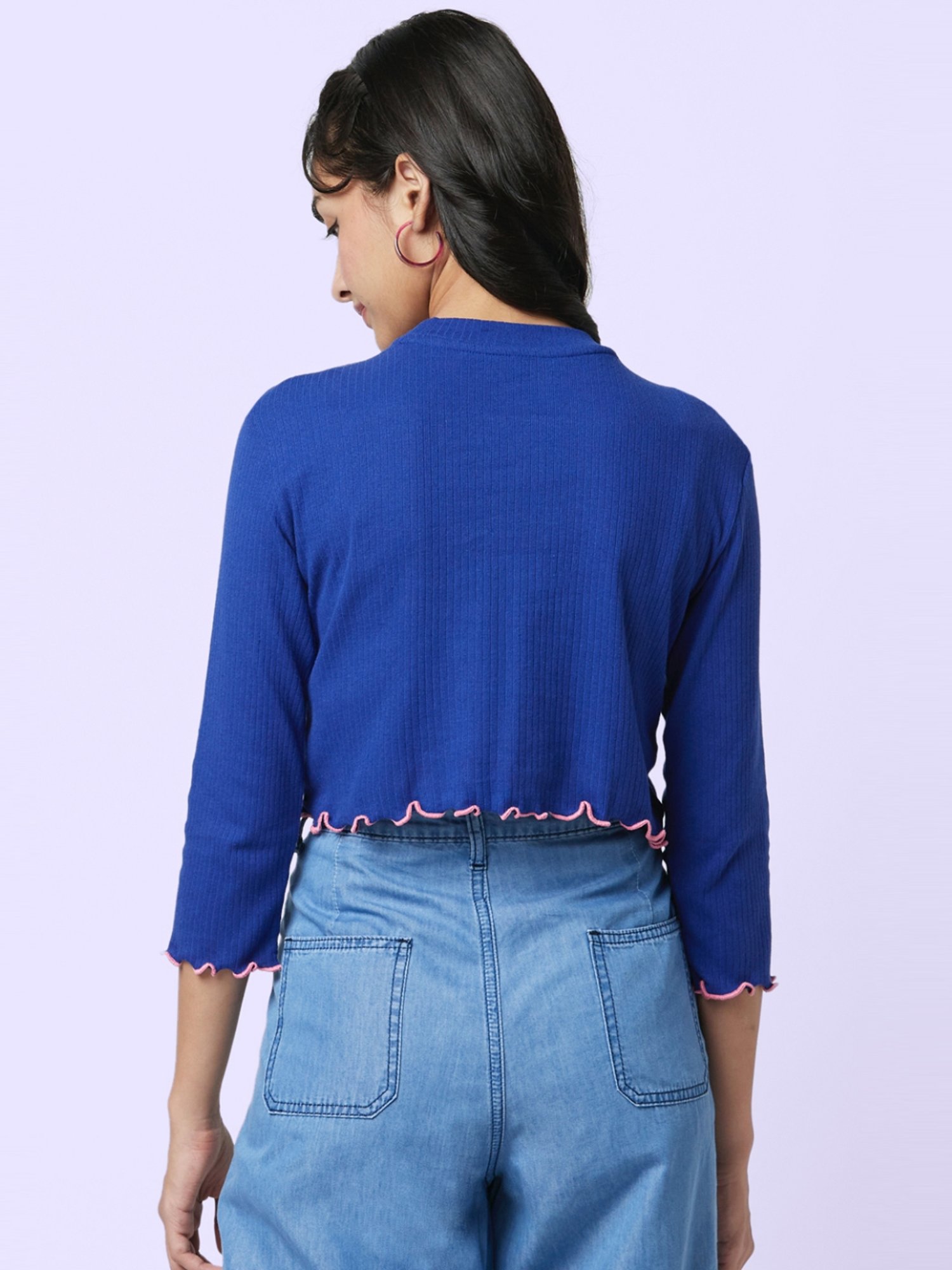 YU by Pantaloons Blue Printed Top