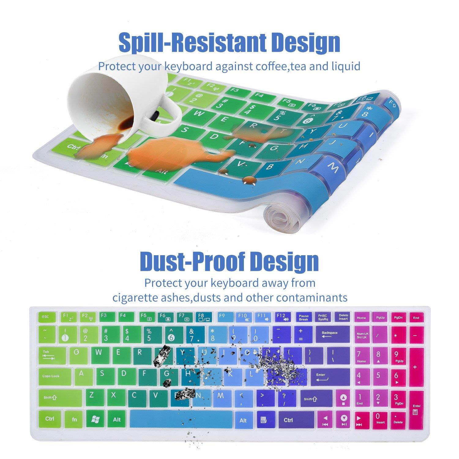 CaseBuy Keyboard Cover for ASUS K501UX K501LX GL502VY GL502VT GL551 GL552VW GL552JX Q503UA Q552UB Q553UB Q524UQ Q534UX X540SA F554LA F555 F556UA R556LA N551JQ X550ZA X751LAV GL752VW(Rainbow)