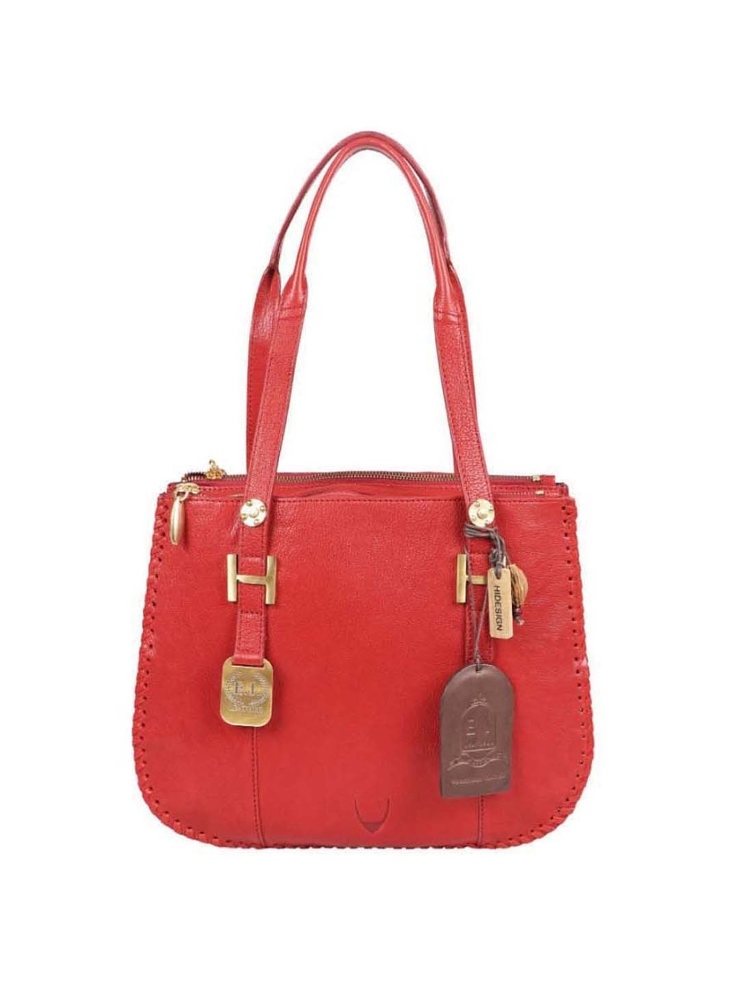 Hidesign Red Solid Medium Shoulder Bag