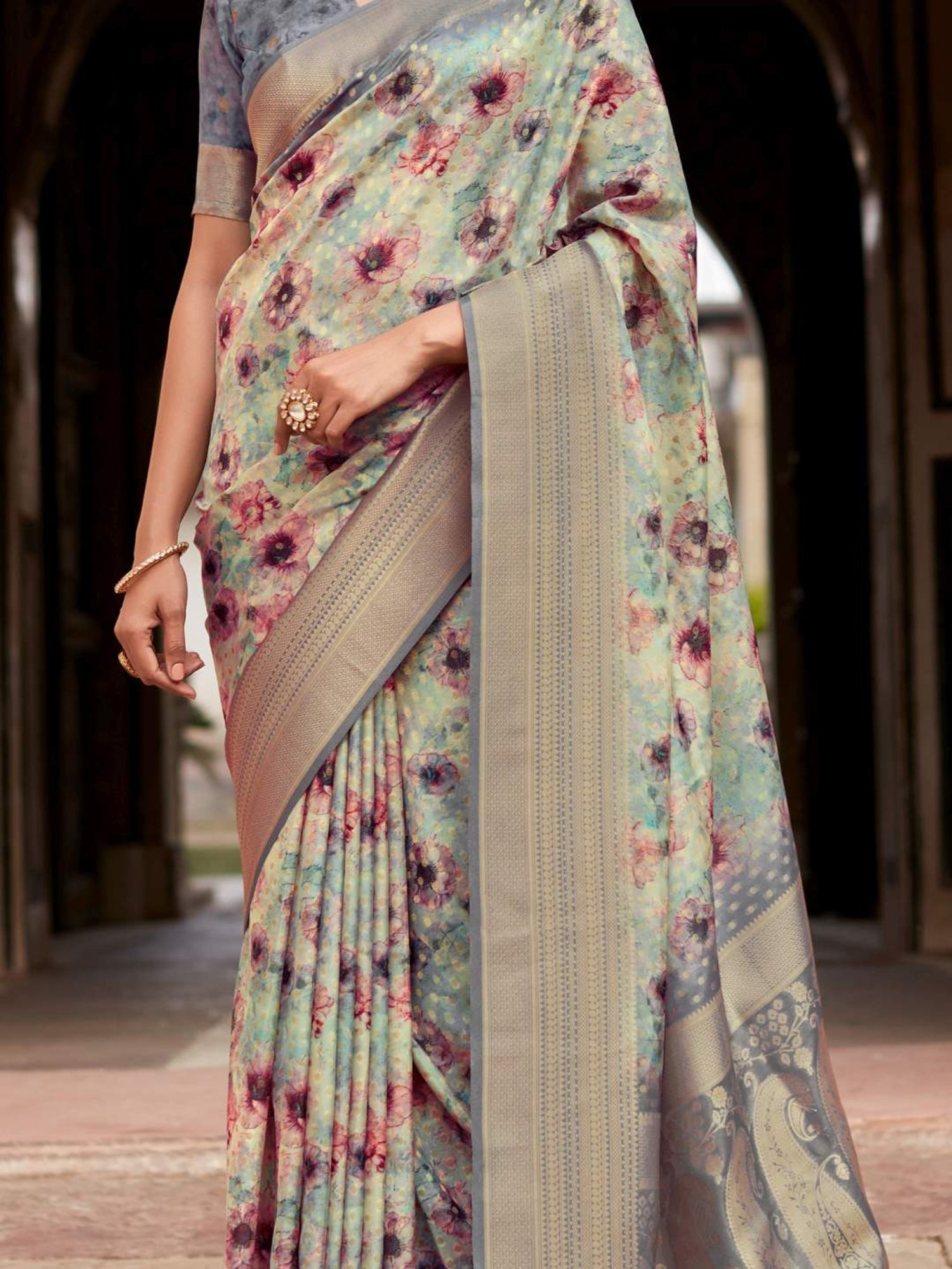 Saree Mall Blue Woven Saree With Unstitched Blouse