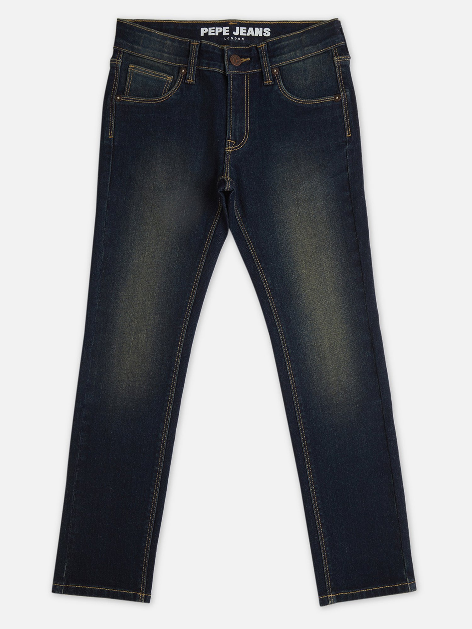 Pepe Jeans Boys Dark Blue Solid Jeans