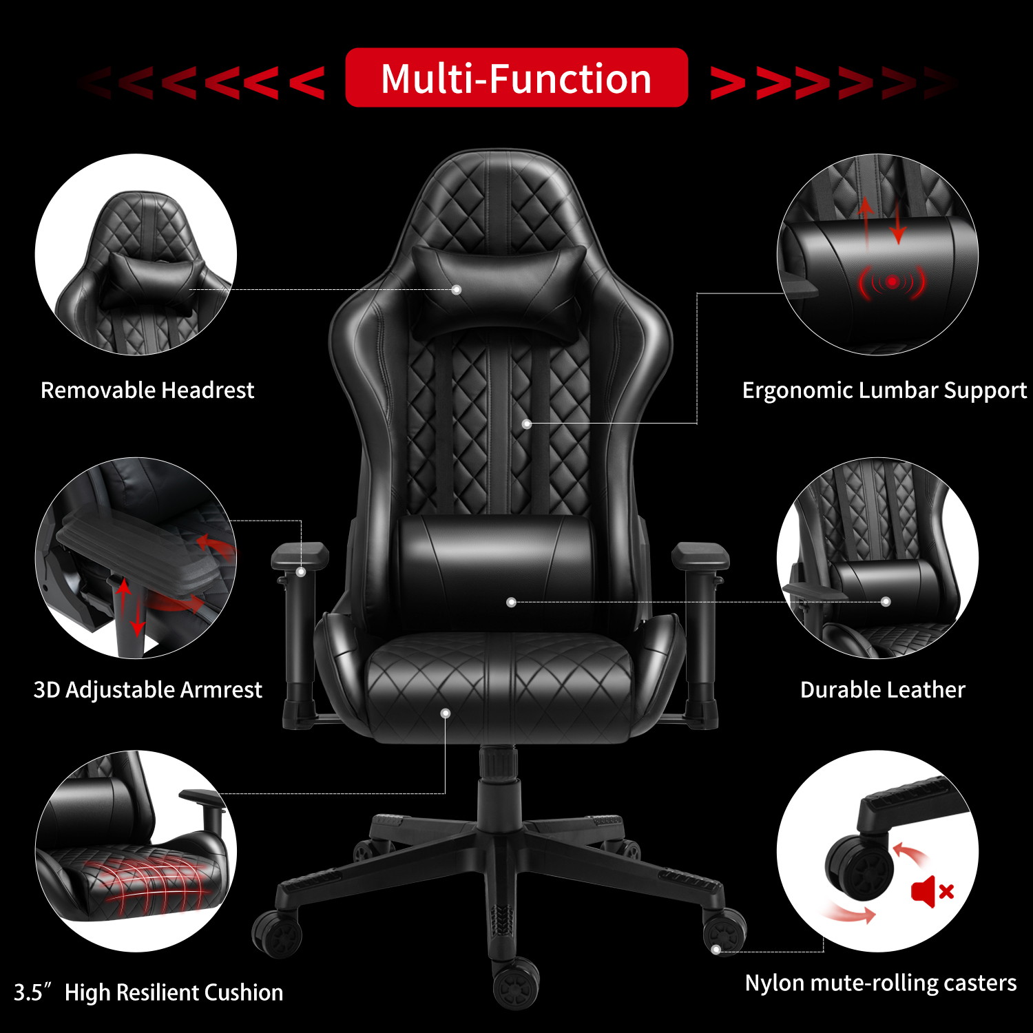 AMINITURE Gaming Chairs High Back Ergonomic Office Chair Racing Video Game Chair with Adjustable Armrests Headrest and Lumbar Pillow E-Sports Chair