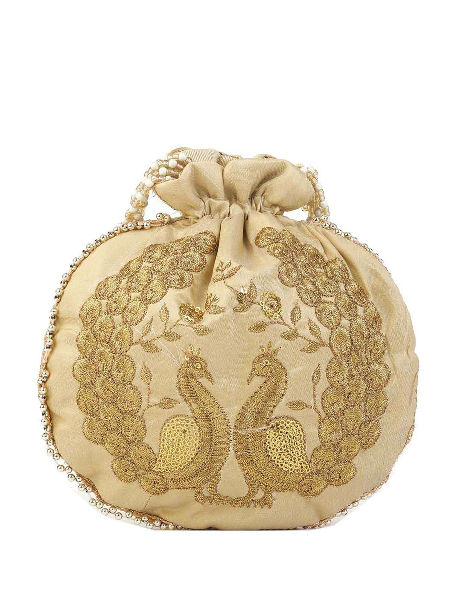 Gaurapakhi Beige Embroidered Potli