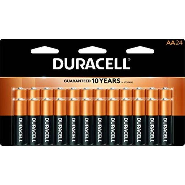 duracell  coppertop aa alkaline batteries  long lasting, allpurpose double a battery for household and business  24 count