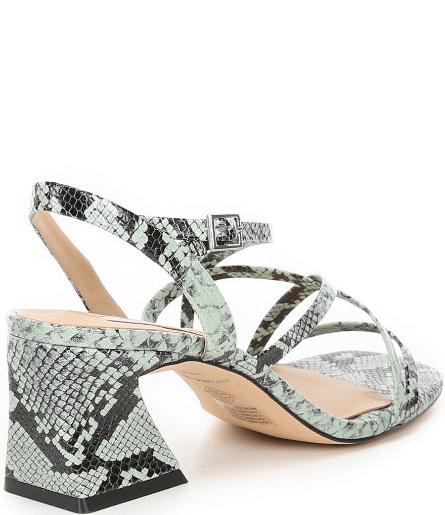 Antonio Melani Merced Snake Printed Leather Strappy Block Heels