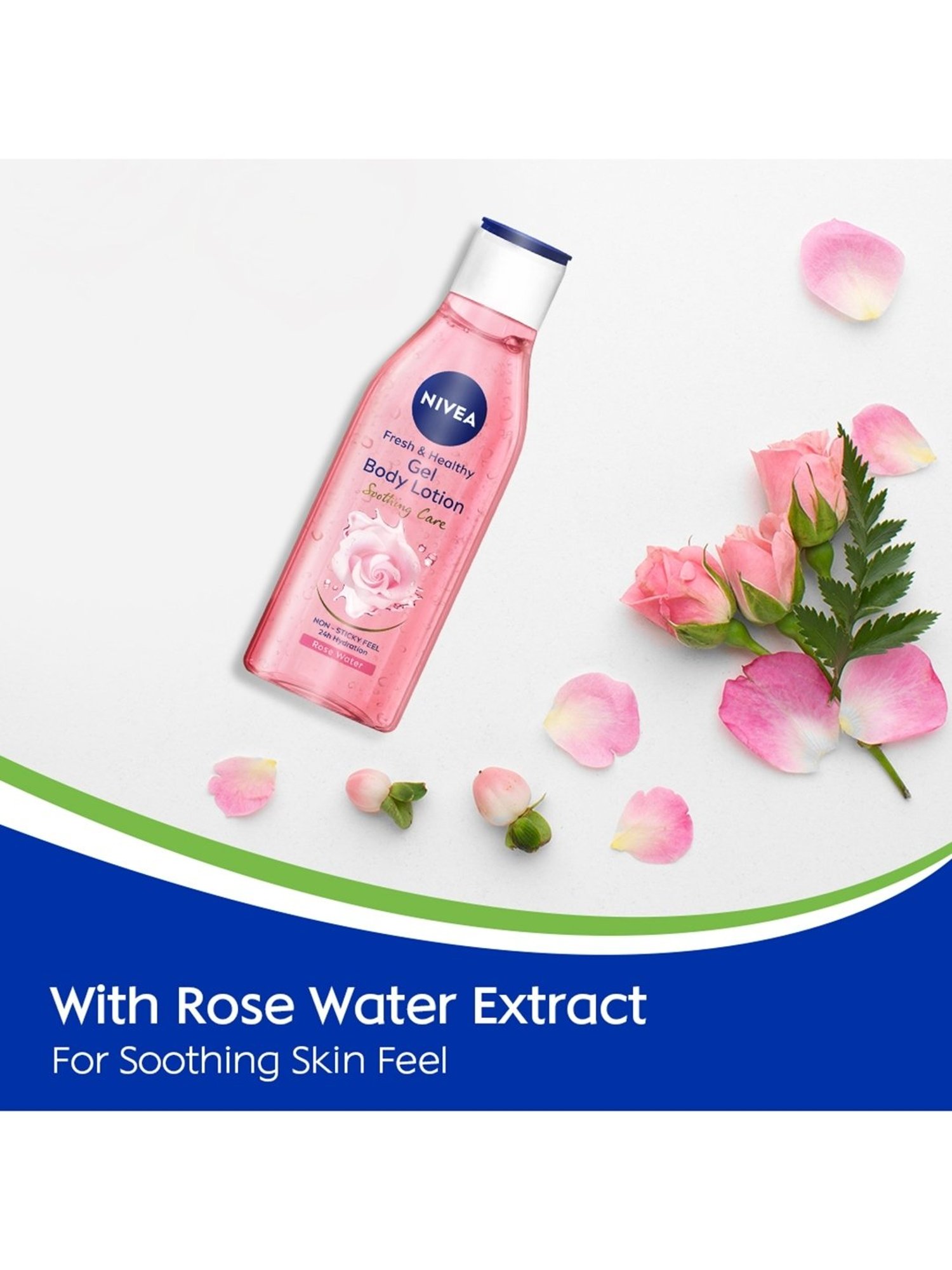 Nivea Rose Water Gel with Non-Sticky Body Lotion for Fresh and Healthy Skin - 200 ml