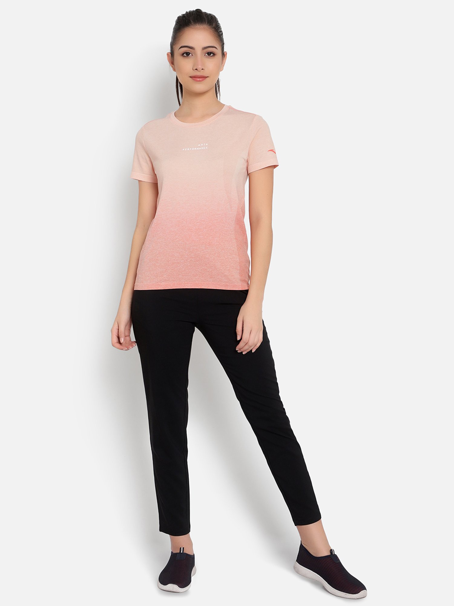 Anta Pink & Peach Printed Sports T-Shirt
