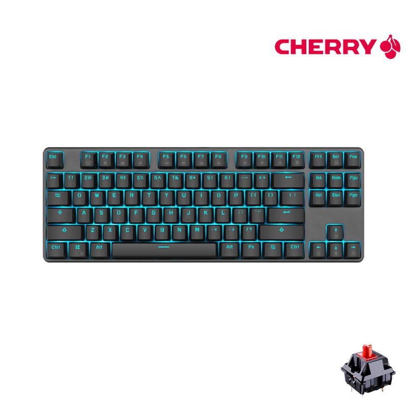 Royal Kludge RK601 87 Keys Cherry MX Black Mechanical Gaming  Keyboard  N-Key Rollover  Ice Blue Backlit,PBT Keycaps